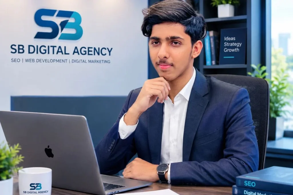Shifaullah Bhoon, Founder of SB Digital Agency, in an executive office setting